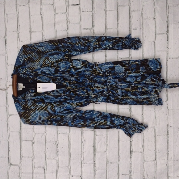 HEMANT AND NANDITA X REVOLVE Nitara Romper in Blue Floral - Picture 3 of 5